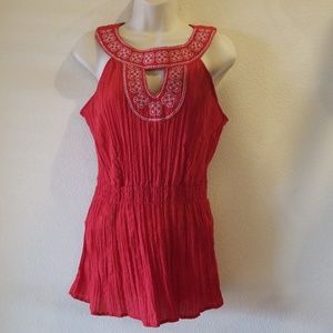 Cato Women's Crinkle Empire Waist Boho Top Size M